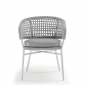 Кресло плетеное с подушкой Grattoni Atol алюминий, роуп, олефин белый, светло-серый Фото 4