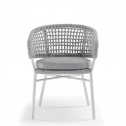 Кресло плетеное с подушкой Grattoni Atol алюминий, роуп, олефин белый, светло-серый Фото 4