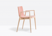Кресло деревянное с обивкой PEDRALI Malmo ясень, ткань беленый ясень, розовый Фото 6