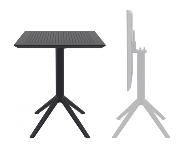 Стол пластиковый складной Sky Folding Table 60, черный, 600х600х740 мм