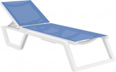 Шезлонг-лежак пластиковый Siesta Contract Rio стеклопластик, текстилен белый, синий Фото 12