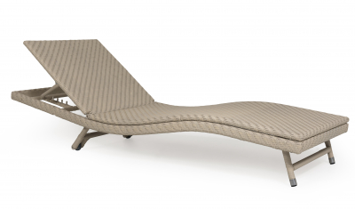 Шезлонг-лежак плетеный RosaDesign Onda алюминий, искусственный ротанг слоновая кость Фото 1