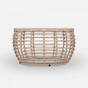 Столик плетеный кофейный ReeHouse Lotus алюминий, искусственный ротанг, стекло ирбис, белый сатин Фото 6