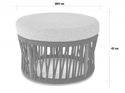 Пуф плетеный мягкий Rever Levante сталь, роуп, ткань Фото 2