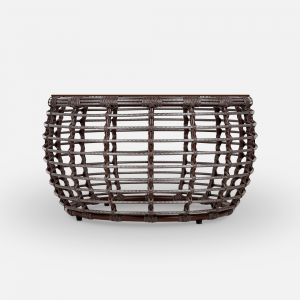 Столик плетеный кофейный ReeHouse Lotus алюминий, искусственный ротанг, стекло шоколад металлик, бронза Фото 5