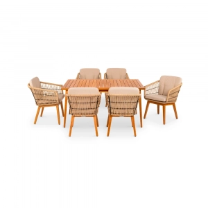 Кресло плетеное с подушками ReeHouse Letto 2я ТР алюминий, ясень, искусственный ротанг, олефин индийское дерево, бежевый Фото 6