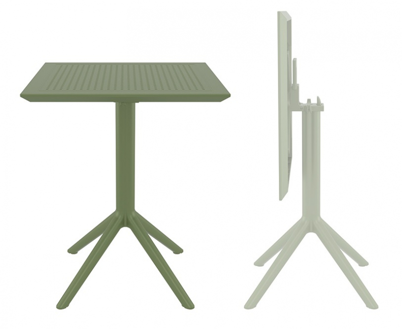 Стол пластиковый складной Sky Folding Table 60, оливковый, 600х600х740 мм