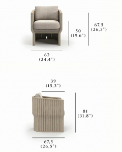 Кресло плетеное с подушкой SNOC Elythia Ash тик, роуп, акрил пепельный Фото 2