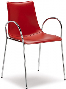 Кресло с обивкой Scab Design Zebra Pop сталь, поликарбонат, искусственная кожа хром, красный Фото 1