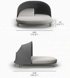 Лаунж-лежак с козырьком SNOC Lorvain Silver алюминий, олефин серебряный, светло-серый Фото 2