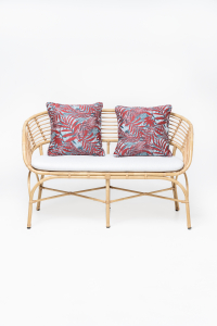 Диван плетеный двухместный с подушкой RosaDesign Coconut алюминий, искусственный ротанг, ткань натуральный, белый Фото 5