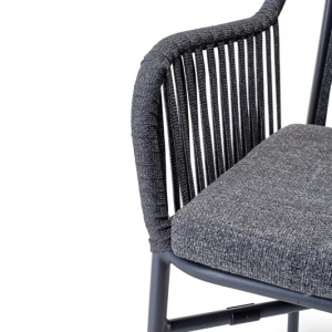 Кресло плетеное с подушкой Grattoni Beverly алюминий, роуп, олефин антрацит, темно-серый, угольный Фото 4