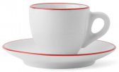 Кофейная пара для эспрессо Ancap Verona Hand Painted Rims фарфор красный, ободок на чашке/блюдце Фото 1
