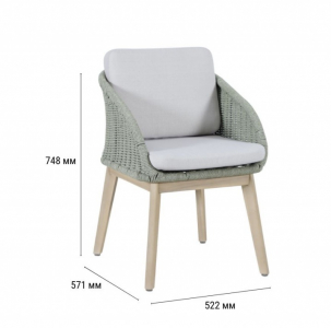 Кресло деревянное с подушками Tagliamento Madrague акация, роуп, олефин светлый тик, бежевый Фото 2