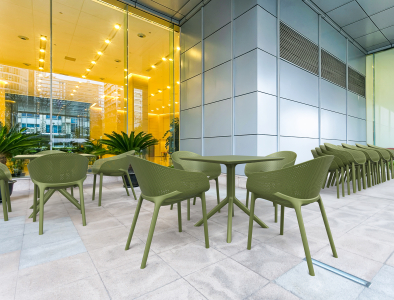 Стол пластиковый Siesta Contract Sky Table 80 сталь, пластик оливковый Фото 7