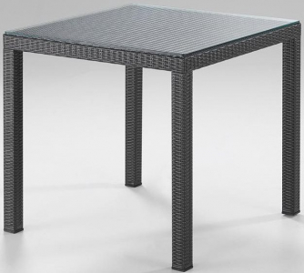 Стол плетеный со стеклом обеденный RosaDesign Ikaro алюминий, искусственный ротанг, закаленное стекло черный Фото 1