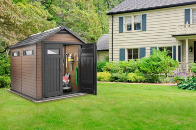 Сарай из ДПК Keter Fusion 759 древесно-полимерный композит махагон, антрацит Фото 3