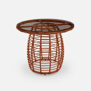 Стол плетеный обеденный ReeHouse Lotus алюминий, искусственный ротанг, стекло африканский закат, бронза Фото 5