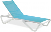Шезлонг-лежак металлический PAPATYA Wave алюминий, стеклопластик, батилин белый, бирюзовый Фото 1