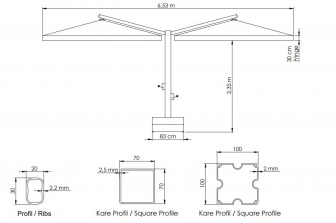 Зонт профессиональный четырехкупольный 6.53х6.53 м-thumbs-Фото4