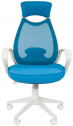 Кресло компьютерное Chairman 840 White металл, пластик, ткань, сетка, пенополиуретан белый/голубой Фото 2