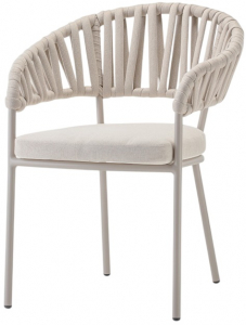 Кресло плетеное с подушкой Grattoni Victory алюминий, роуп, олефин песочный, конопляный Фото 1