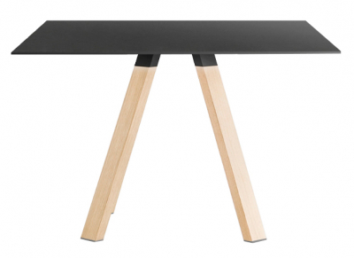 Стол ламинированный PEDRALI Arki-Table Wood дуб, компакт-ламинат HPL беленый дуб, черный Фото 1