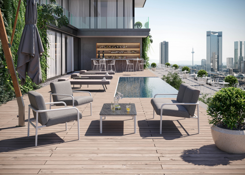 Кресло металлическое с подушками Pilar Lounge