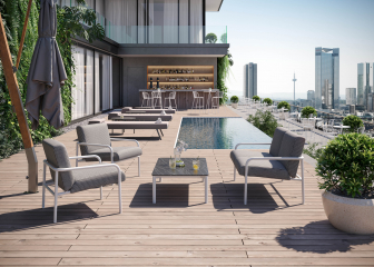 Кресло металлическое с подушками Pilar Lounge