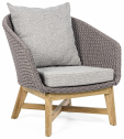 Кресло плетеное с подушками Garden Relax Coachella тик, роуп, олефин натуральный, серый Фото 1