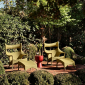 Подставка для ног плетеная JANUS et Cie Amari алюминий, искусственный ротанг бамбуковый зеленый Фото 14