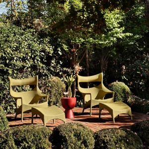 Подставка для ног плетеная JANUS et Cie Amari алюминий, искусственный ротанг бамбуковый зеленый Фото 14