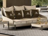 Диван мягкий трехместный DFN Kenzia алюминий, искусственный ротанг, ткань Фото 1