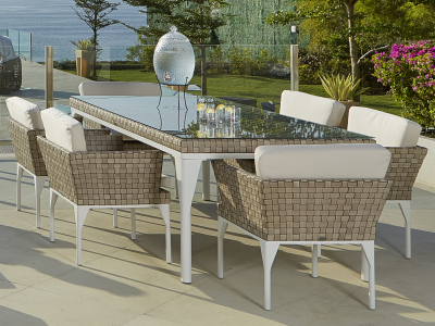 Комплект плетеной мебели Skyline Design Brafta алюминий, искусственный ротанг, sunbrella белый, бежевый Фото 13