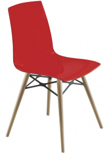 Стул пластиковый PAPATYA X-Treme-S Wox Beech Wood бук, поликарбонат натуральный, красный Фото 1