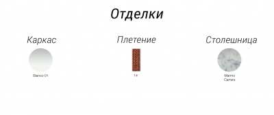 Комплект плетеной лаунж мебели Rever Nido сталь, роуп, полиэстер, мрамор белый, 14, 6/10, 1/5, 6/5, белый мрамор Каррара Фото 4