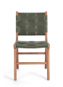 Стул деревянный с обивкой Garden Relax Joanna тик, натуральная кожа натуральный, зеленый Фото 4