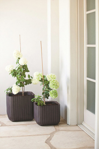 Кашпо пластиковое Keter Cube Planter M пластик с имитацией плетения коричневый Фото 2