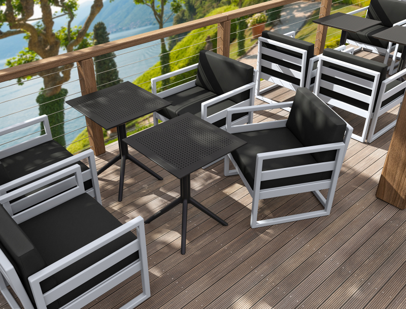 Стол пластиковый складной Sky Folding Table 60, черный, 600х600х740 мм