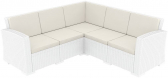 Диван пластиковый плетеный угловой с подушками Siesta Contract Monaco Lounge Corner стеклопластик, полиэстер белый Фото 1