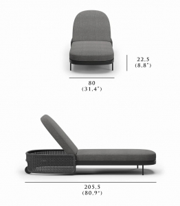 Лежак плетеный с матрасом SNOC Miura Nightfall алюминий, роуп, олефин черный Фото 2