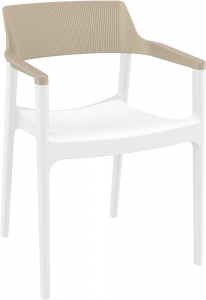 Кресло пластиковое Siesta Contract Tulum стеклопластик, полипропилен белый, бежевый Фото 1
