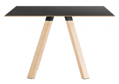 Стол обеденный PEDRALI Arki-Table Wood дуб, компакт-ламинат HPL беленый дуб, черный Фото 1
