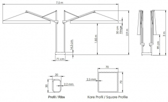 Зонт профессиональный двухкупольный 7.5х3 м-thumbs-Фото4