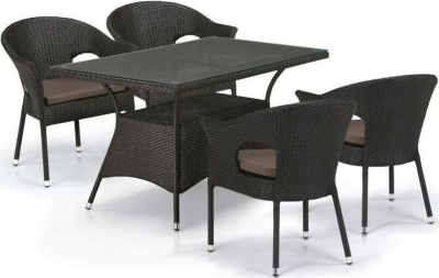 Комплект плетеной мебели Afina T198A/Y97B-W53 4Pcs Brown искусственный ротанг, сталь коричневый Фото 1