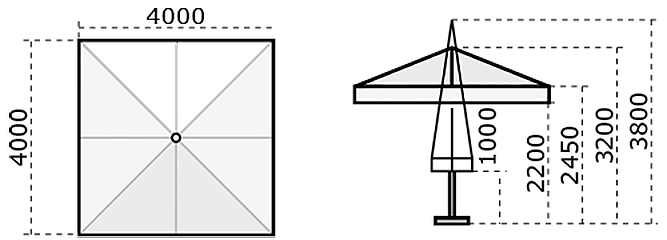 Зонт профессиональный телескопический 4х4 м Leonardo Telescopic