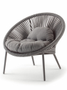 Кресло лаунж плетеное с подушкой Grattoni Nancy алюминий, роуп, олефин антрацит, темно-серый Фото 1