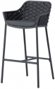Кресло барное плетеное Grattoni Panama алюминий, роуп, текстилен черный, темно-серый, черный Фото 1