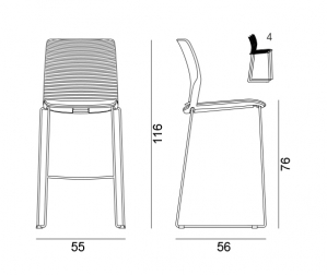 Стул барный с мягким сиденьем-thumbs-Фото3