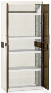 Шкаф пластиковый двухдверный Toomax Wood Line L пластик молочный, коричневый Фото 2